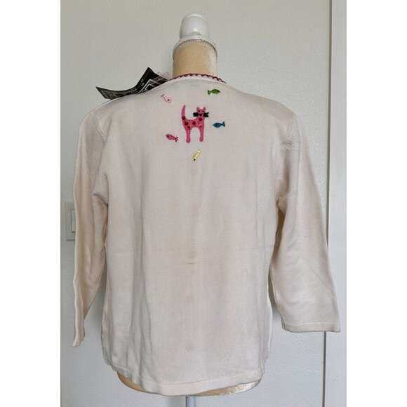 VTG Berek 2 Takako Sakon Cats & Fish Multi Beaded Sweater/Tank Top Set Sz Small - Picture 5 of 16